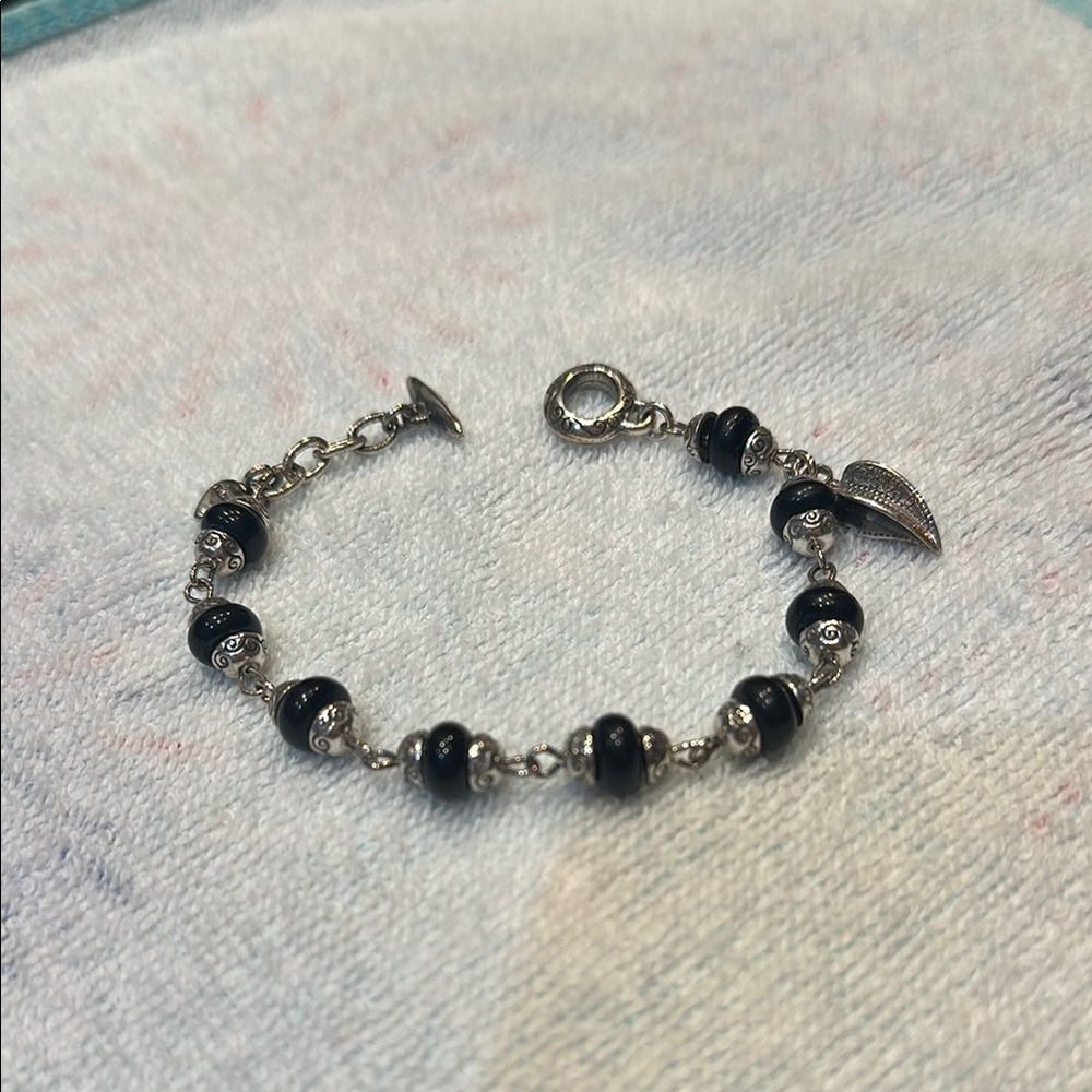 Brighton Black and Silver Charm Bracelet with Vintage Finish